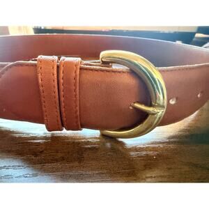 Vintage Coach 8500 Glove Tanned Leather Belt British Tan Medium Brass Buckle USA